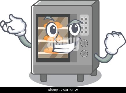 cool confident Successful oven cake cartoon character style Stock Vector