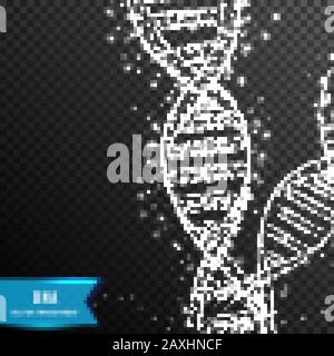 dna helix molecule from connecting dot and line. light effect. vector illustration, isolated on transparent background Stock Vector