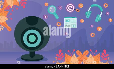 webcamera device hardware isolated icon Stock Vector