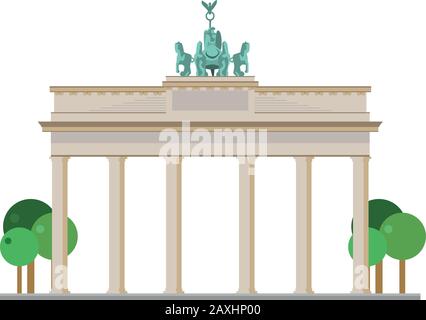 Brandenburg Gate (Berlin, Germany). Isolated on white background vector illustration. Stock Vector