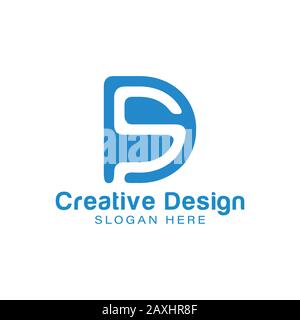 initial letter d s. negative space logo Ideas. Inspiration logo design. Template Vector Illustration. Isolated On White Background Stock Vector