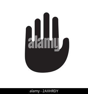 hand open palm stop black on a white isolated background. Vector image Stock Vector