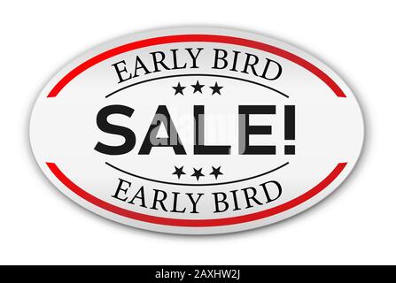 Early Bird Sale discount sign badge on a white background Stock Vector
