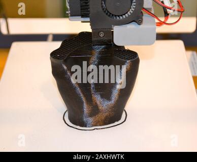 3d form printer prints black on White background Stock Photo