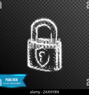 padlock security system from connecting dot and line. light effect. vector illustration, isolated on transparent background Stock Vector