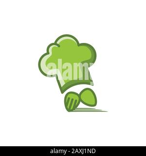 chef hat. spoon and fork. fast delivery logo Ideas. Inspiration logo design. Template Vector Illustration. Isolated On White Background Stock Vector
