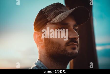 Portrait of Turkish young male in hat. Portrait Concept.