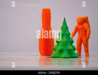 The models printed on a 3d printer. Progressive modern additive technology. Copy spase, spase for text. Stock Photo