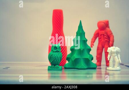 The models printed on a 3d printer. Progressive modern additive technology. Copy spase, spase for text. Stock Photo