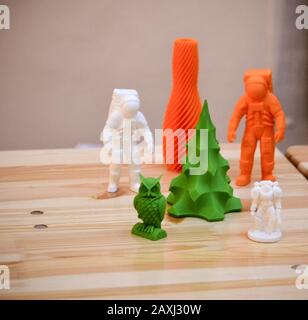 The models printed on a 3d printer. Progressive modern additive technology. Copy spase, spase for text. Stock Photo