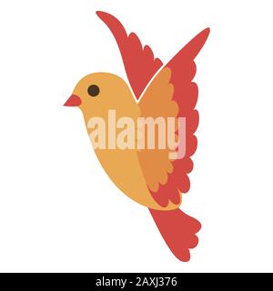 Flying little natural bird icon colorful isolated on white Stock Vector