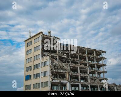 The demolition work of a multi-storey office building Stock Photo