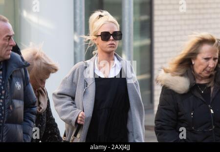 Chloe Haines, 26, arrives at Chelmsford Crown Court, Essex, where she is due to be sentenced for disruptive behaviour on a plane. Stock Photo