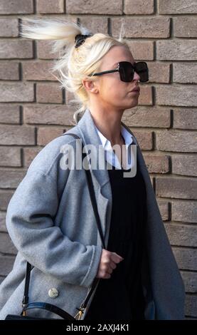 Chloe Haines, 26, arrives at Chelmsford Crown Court, Essex, where she is due to be sentenced for disruptive behaviour on a plane. Stock Photo