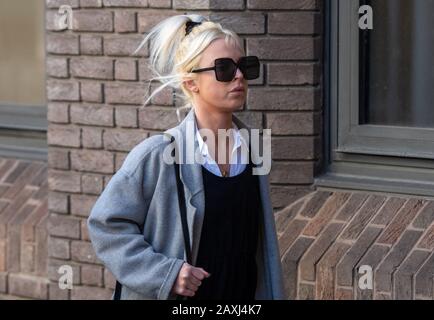 Chloe Haines, 26, arrives at Chelmsford Crown Court, Essex, where she is due to be sentenced for disruptive behaviour on a plane. Stock Photo