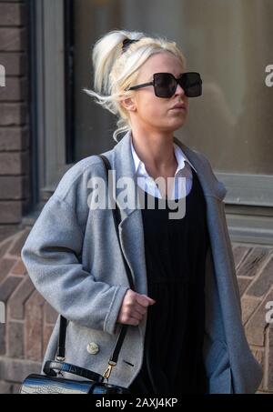 Chloe Haines, 26, arrives at Chelmsford Crown Court, Essex, where she is due to be sentenced for disruptive behaviour on a plane. Stock Photo