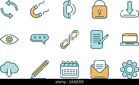 social media network technology multimedia line and fill vector illustration Stock Vector