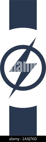 Logo Design Concept with initial letter and Thunder Flash Light Icon Stock Vector