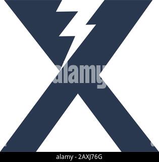 Logo Design Concept with initial letter and Thunder Flash Light Icon Stock Vector
