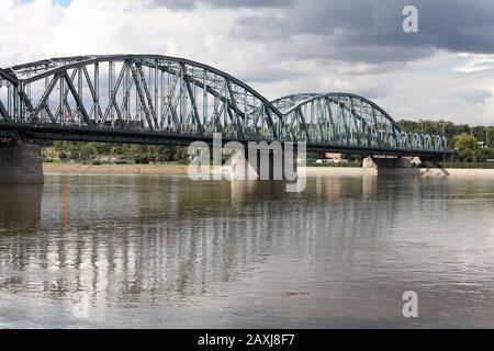 Poland - Torun famous truss bridge over Vistula river. Transportation infrastructure. Stock Photo