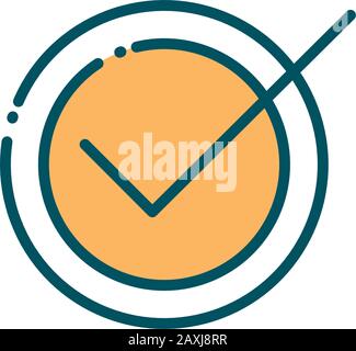 check list ok button social media line and fill vector illustration Stock Vector