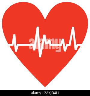 Cardiogram in a heart isolated on white background Stock Vector