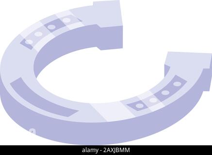 Silver horseshoe icon, isometric style Stock Vector