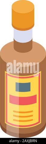 Whiskey bottle icon, isometric style Stock Vector