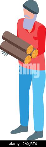 Lumberjack wood trunk icon, isometric style Stock Vector