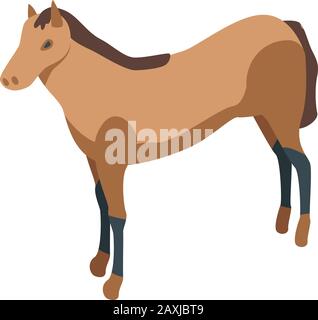Western horse icon, isometric style Stock Vector