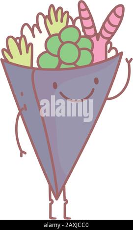 temaki sushi salad menu restaurant cartoon food cute vector illustration Stock Vector