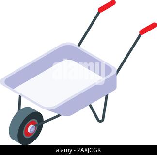 Construction wheelbarrow icon, isometric style Stock Vector