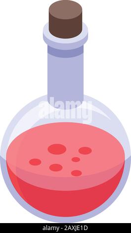 Round red potion icon, isometric style Stock Vector