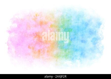 colorful rainbow wave abstract on natural grunge watercolor hand paint background Stock Photo