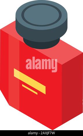 Red fragrance bottle icon, isometric style Stock Vector