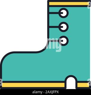 military boot shoe line and fill style icon Stock Vector