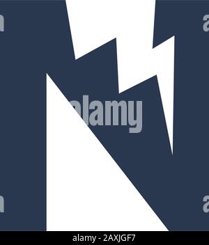 Logo Design Concept with initial letter and Thunder Flash Light Icon Stock Vector