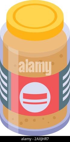 Mustard jar icon, isometric style Stock Vector