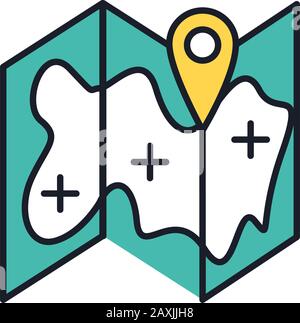 paper map military force line and fill style icon Stock Vector