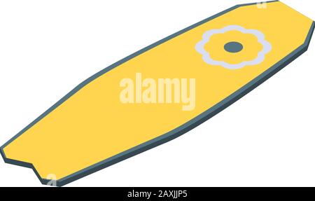 Yellow sport surfboard icon, isometric style Stock Vector