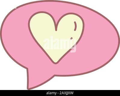 speech bubble heart love message cartoon cute vector illustration Stock Vector