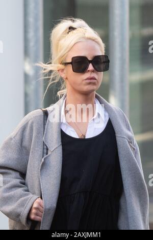 Chloe Haines, 26, arrives at Chelmsford Crown Court, Essex, where she is due to be sentenced for disruptive behaviour on a plane. Stock Photo