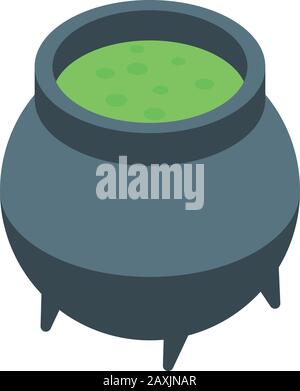 Potion cauldron icon, isometric style Stock Vector