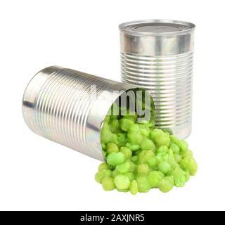 Tinned mushy marrowfat peas isolated on a white background Stock Photo