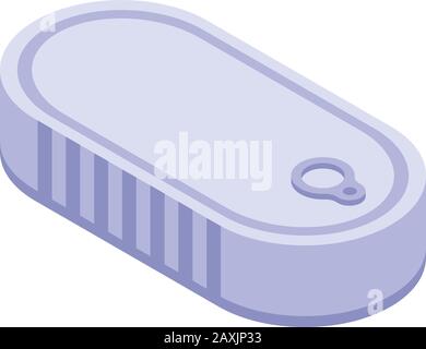 Fish tin can icon, isometric style Stock Vector