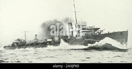 Ships of the Royal Navy . Rapid [Thornycrojt R class). 119. ViMlERA. 120 DESTROYERS V and «W classes, Emergency War Programmes, 1916-18 The system of super-firing guns, introduced into destroyer design in the Seymour class of Leader,was developed in these boats endowing them with a high gun command and concentration of fire whichmakes them unique amongst the worlds torpedo craft. It will be seen that the general principle of gundistribution corresponds with that of the 13.5-inch gunned battleships and the Cardiff class of lightcruisers—i.e., two positions fore and aft and one amidships ; that Stock Photo