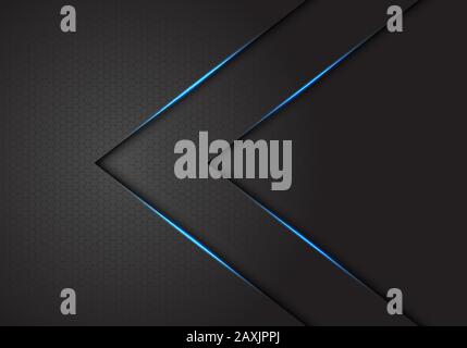 Abstract twin blue light arrow direction on dark grey hexagon mesh design modern luxury futuristic background vector illustration. Stock Vector
