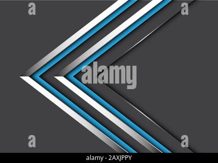 Abstract twin blue silver line direction on grey design modern luxury futuristic background vector illustration. Stock Vector