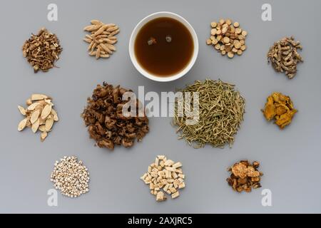 Chinese medicine prescription good for detoxification and wind-dispelling and recuperate and coordinating the body Stock Photo