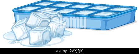 Ice cubes in ice box on white background illustration Stock Vector